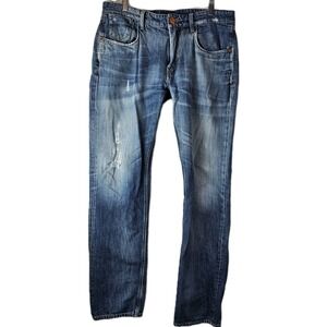 Robert Graham Slim Jim Jeans Mens Size 34 x 32 Boneyard Blue Denim Made in Italy